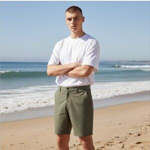 Lululemon Men’s Classic Commission ABC Chino Shorts, Olive Green, Size 38